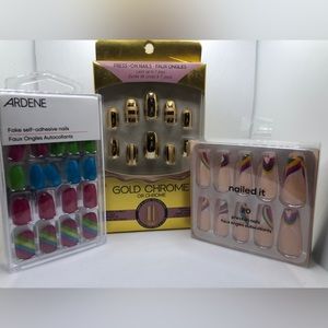 Press On Nails VARIETY 3 Packages NEW! (Includes: Various lengths & colours